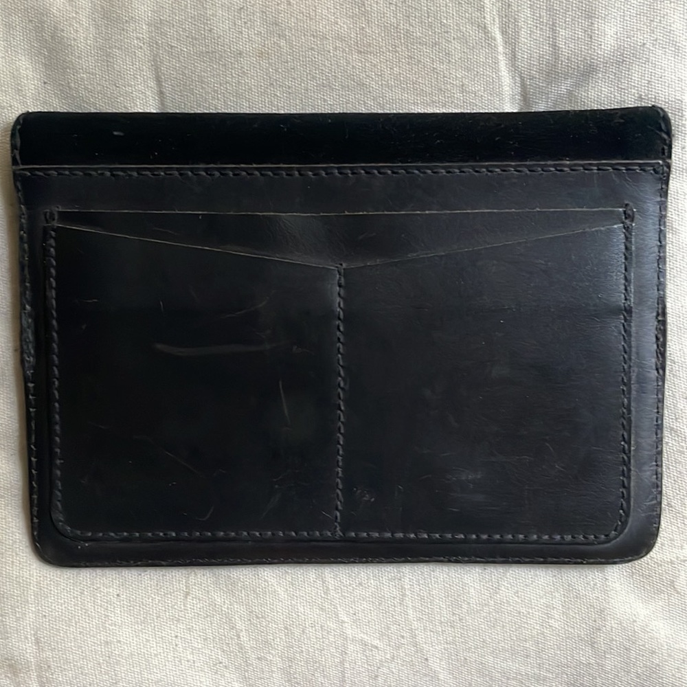Madewell black leather and suede clutch
